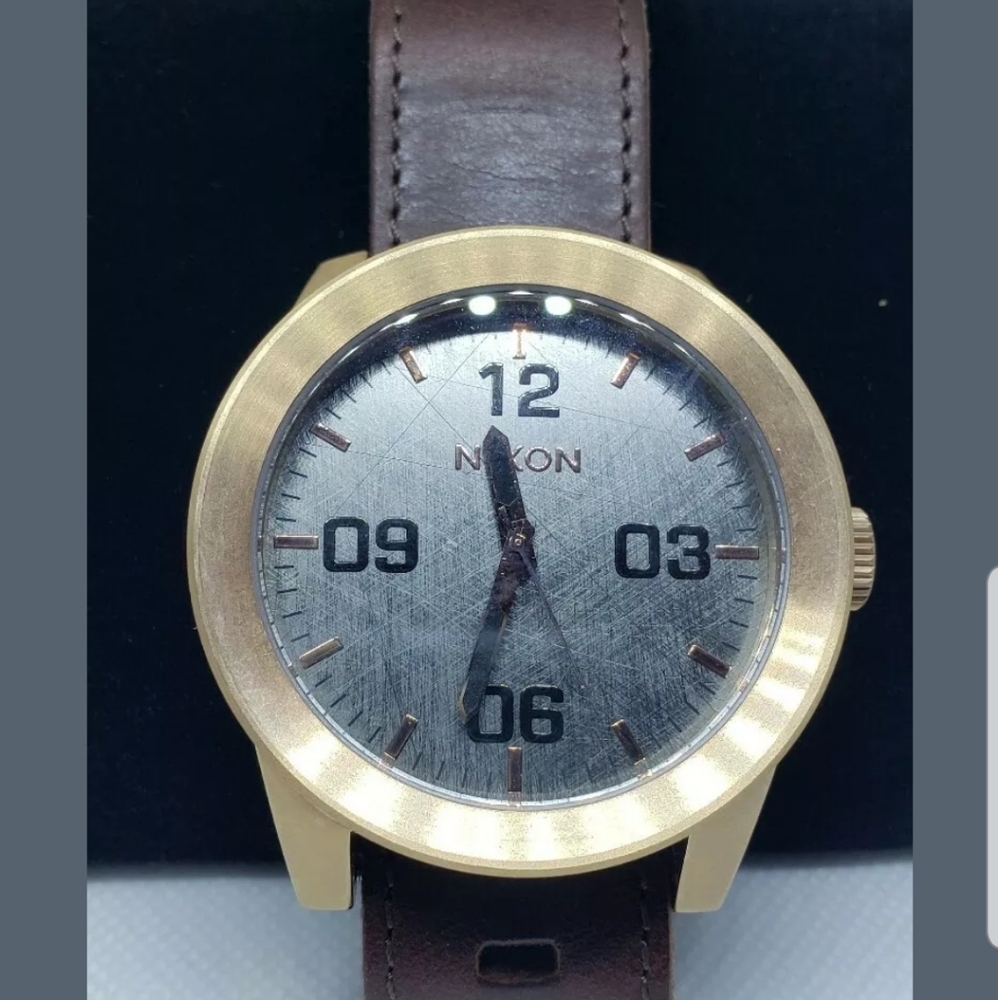 NIXON Mens Corporal rose gold Leather strap